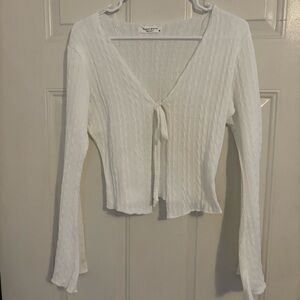 White Lace Tie-Front Cardigan